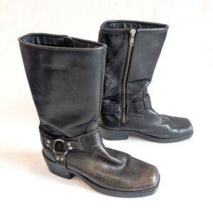 DURANGO Men's Black Leather Harness Western Cowboy Boots Size 8.5D